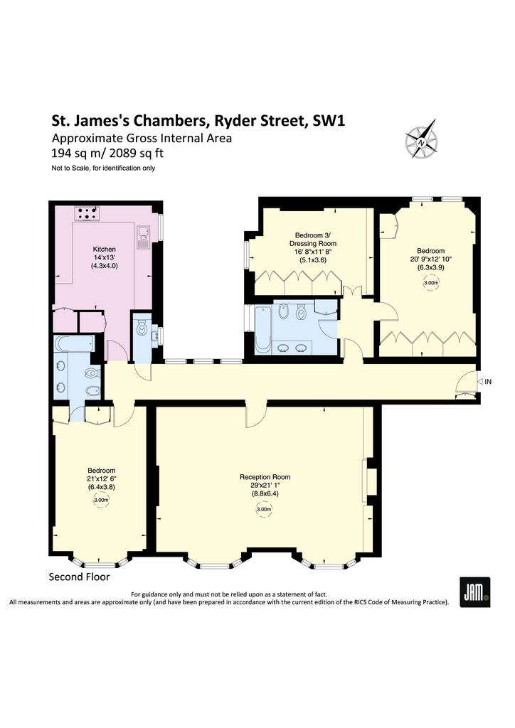 3 bedroom flat for sale - floorplan