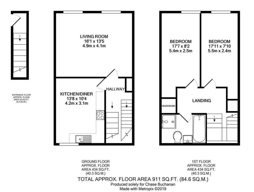 2 bedroom flat to rent - floorplan