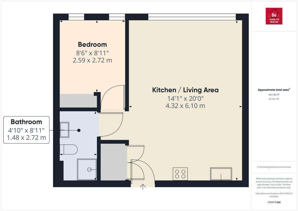 1 bedroom flat to rent - floorplan