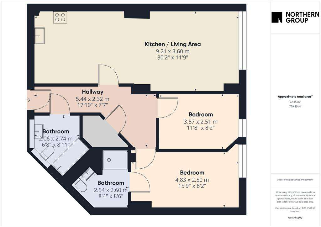 2 bedroom flat to rent - floorplan