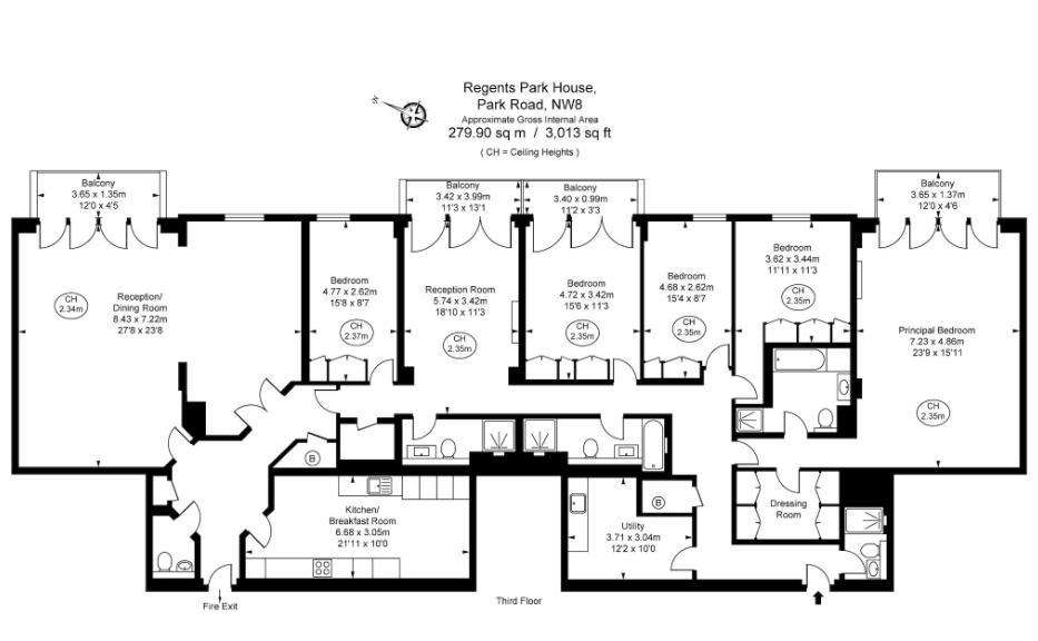 5 bedroom flat to rent - floorplan