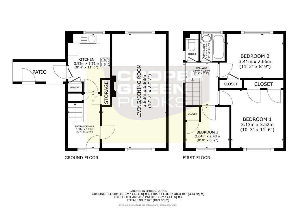 3 bedroom semi-detached house to rent - floorplan