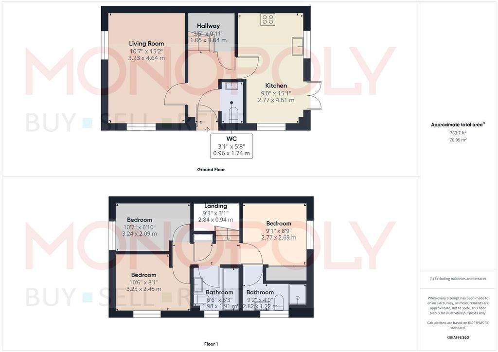 3 bedroom semi-detached house for sale - floorplan