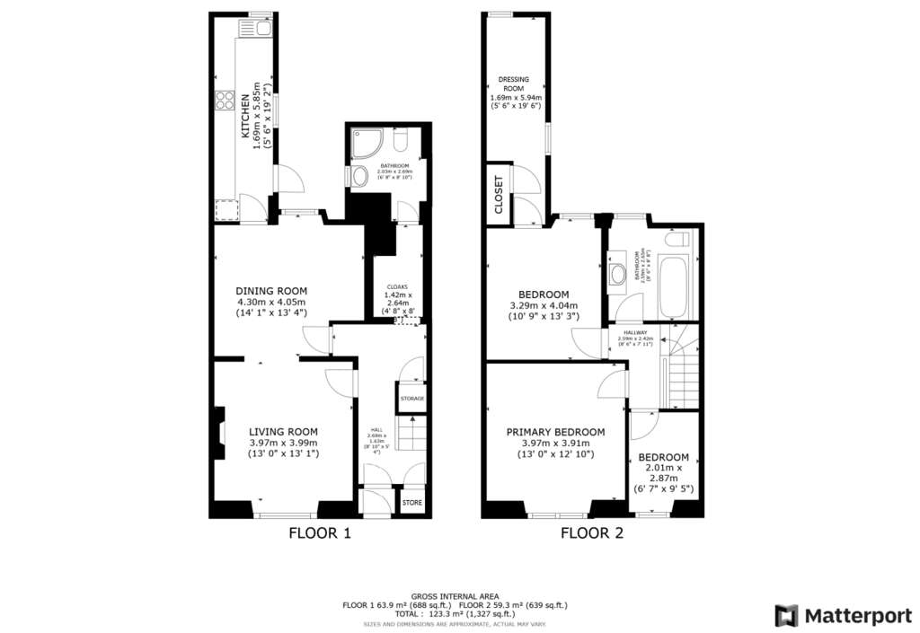 3 bedroom terraced house for sale - floorplan