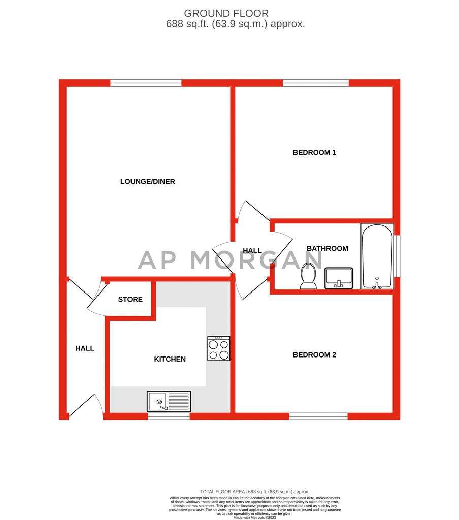 2 bedroom flat to rent - floorplan