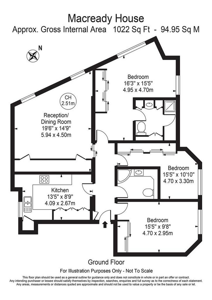 3 bedroom flat to rent - floorplan