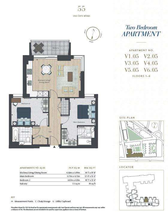 2 bedroom flat to rent - floorplan