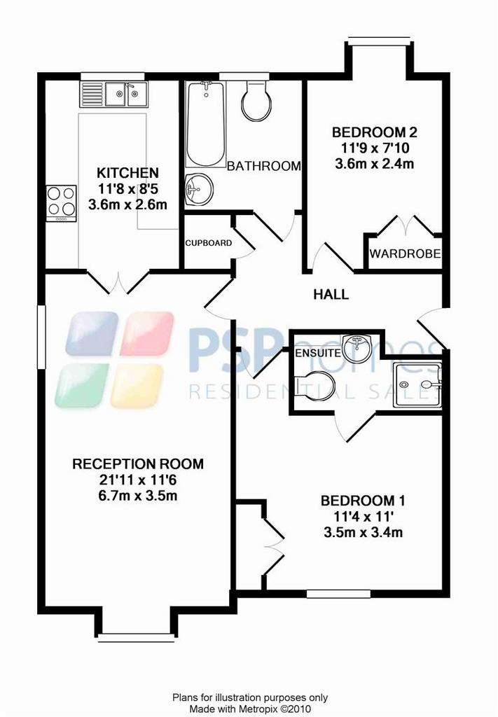 2 bedroom flat to rent - floorplan