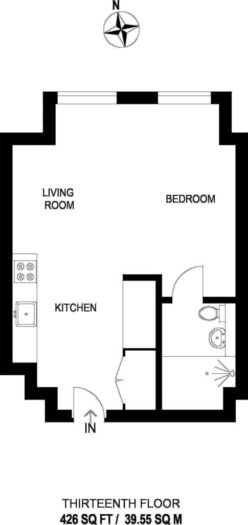 Studio flat to rent - floorplan