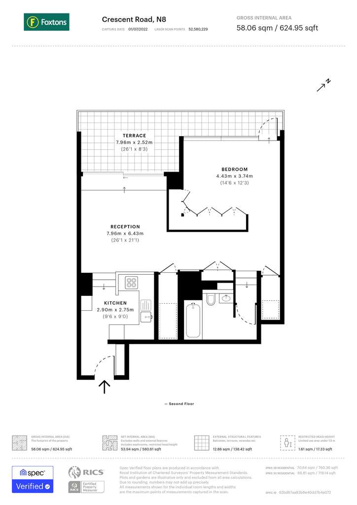 1 bedroom flat to rent - floorplan