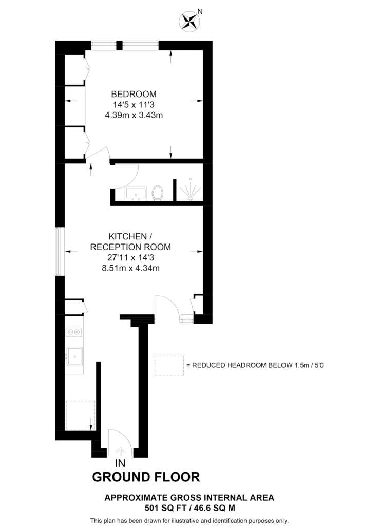 1 bedroom flat to rent - floorplan