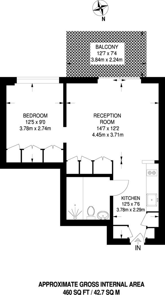 1 bedroom flat to rent - floorplan