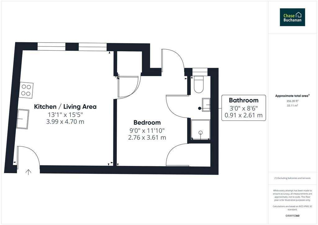 1 bedroom flat to rent - floorplan