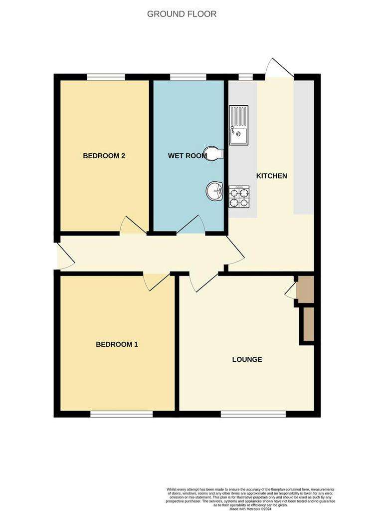 2 bedroom semi-detached bungalow for sale - floorplan