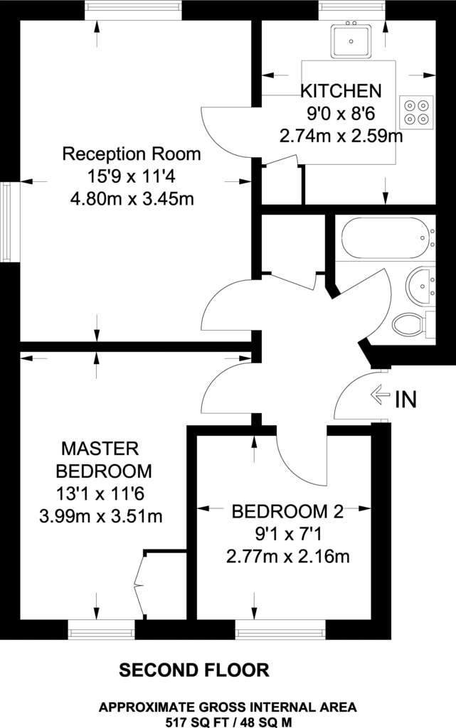 2 bedroom flat to rent - floorplan