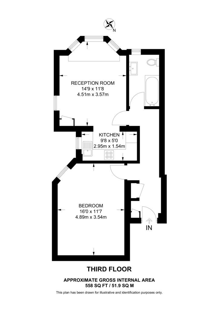 1 bedroom flat to rent - floorplan