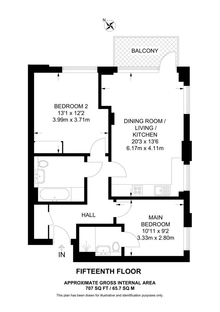 2 bedroom flat to rent - floorplan