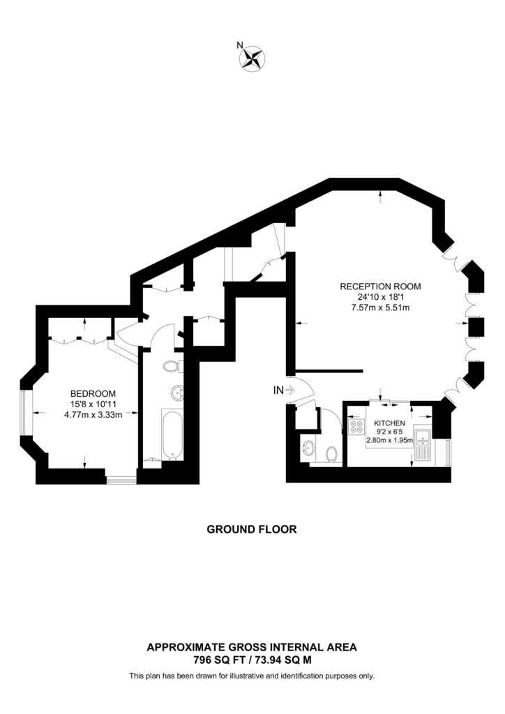 1 bedroom flat to rent - floorplan