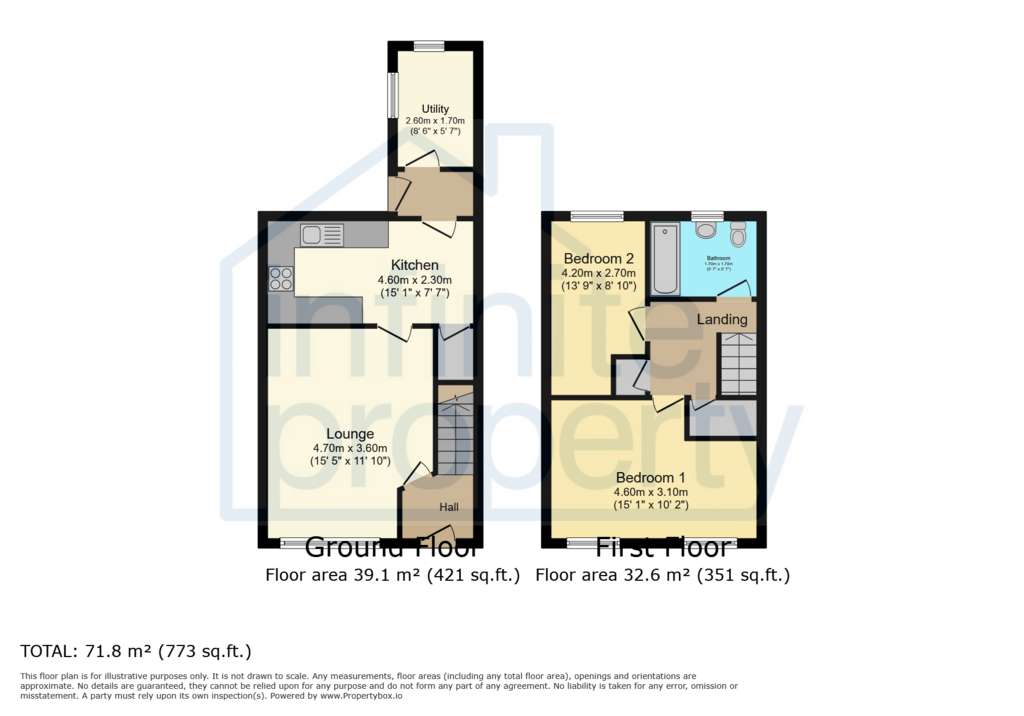 2 bedroom terraced house to rent - floorplan