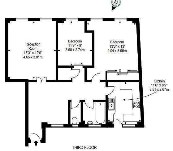 1 bedroom flat to rent - floorplan