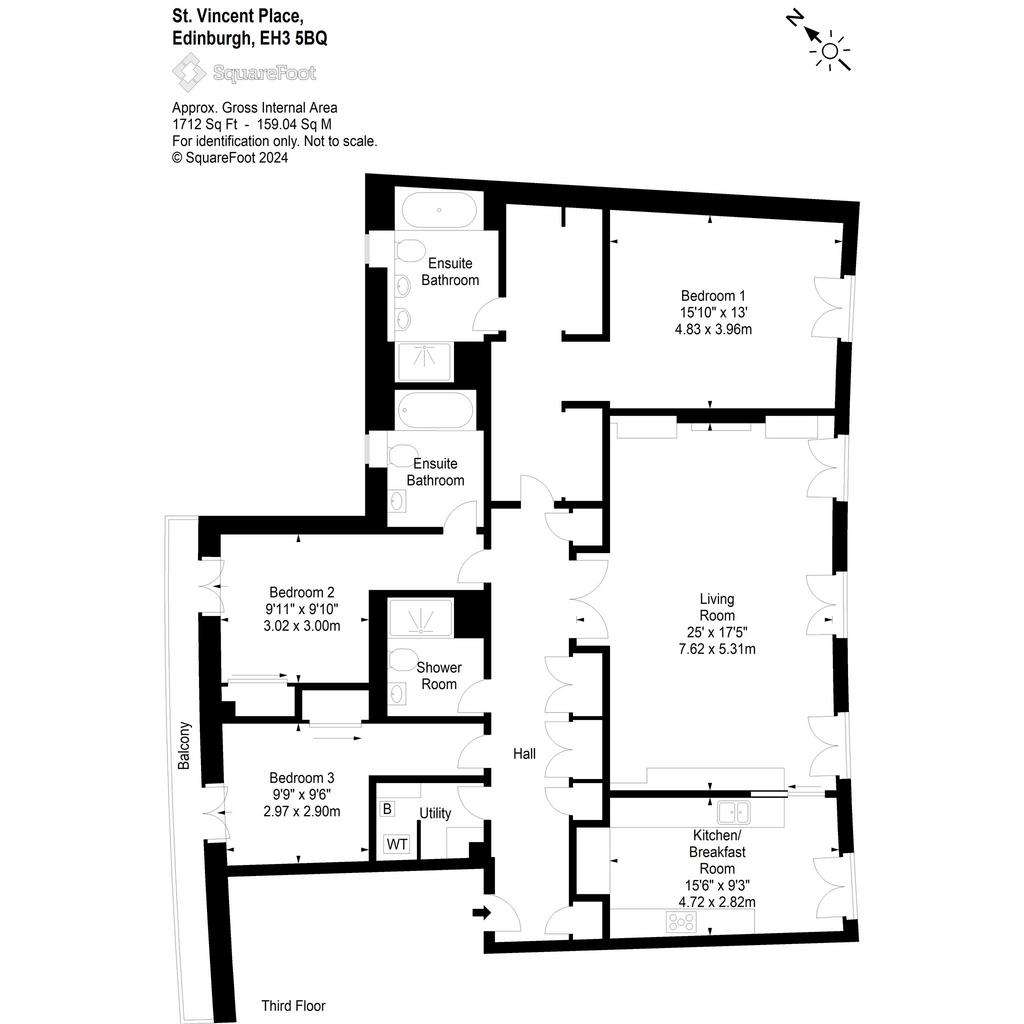 3 bedroom flat for sale - floorplan