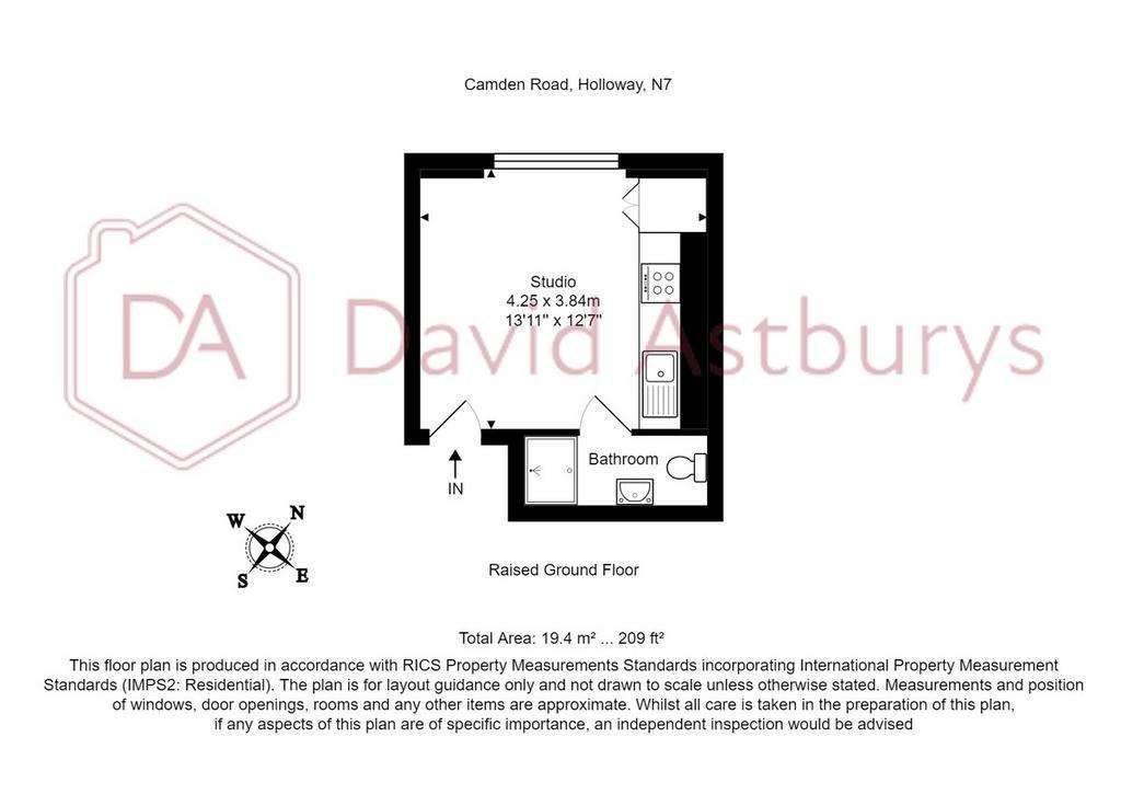 Studio flat to rent - floorplan