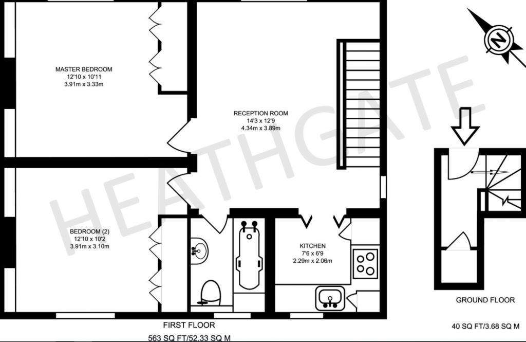 2 bedroom maisonette to rent - floorplan