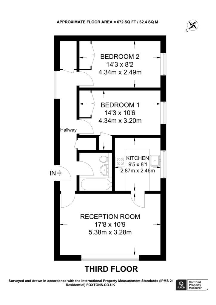 2 bedroom flat to rent - floorplan