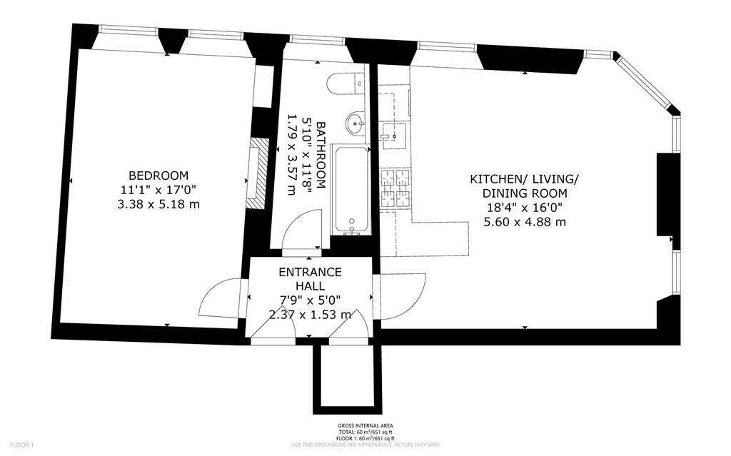 1 bedroom flat for sale - floorplan