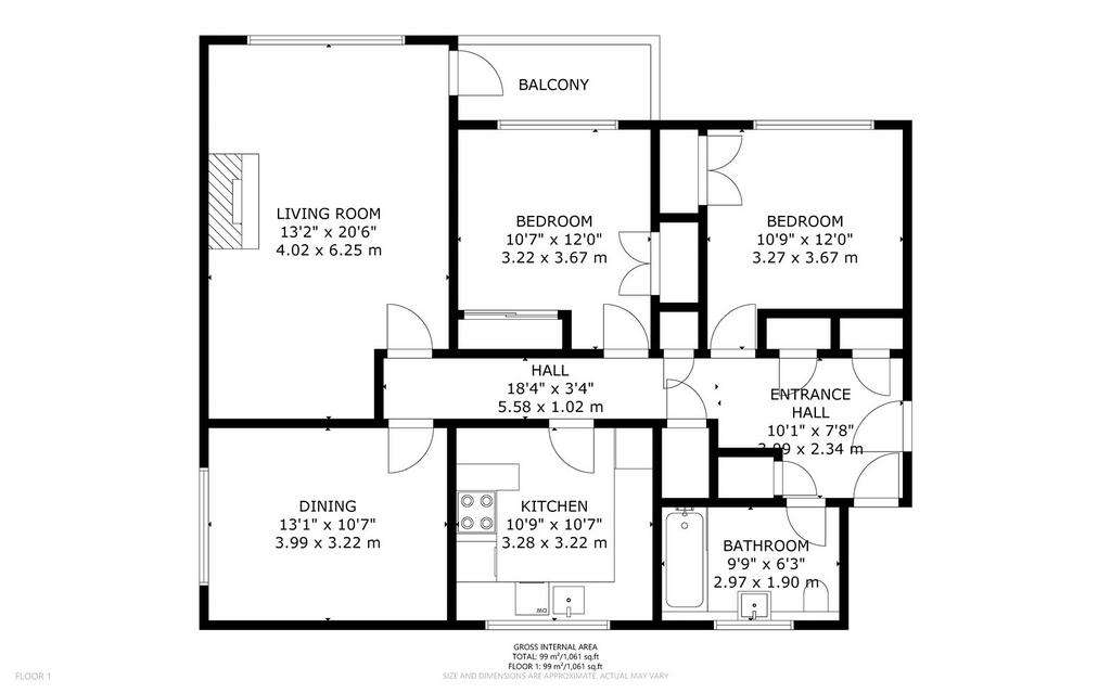 2 bedroom flat for sale - floorplan