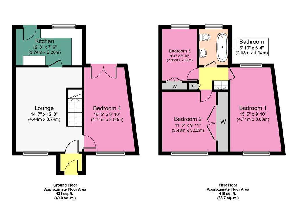 4 bedroom end of terrace house for sale - floorplan