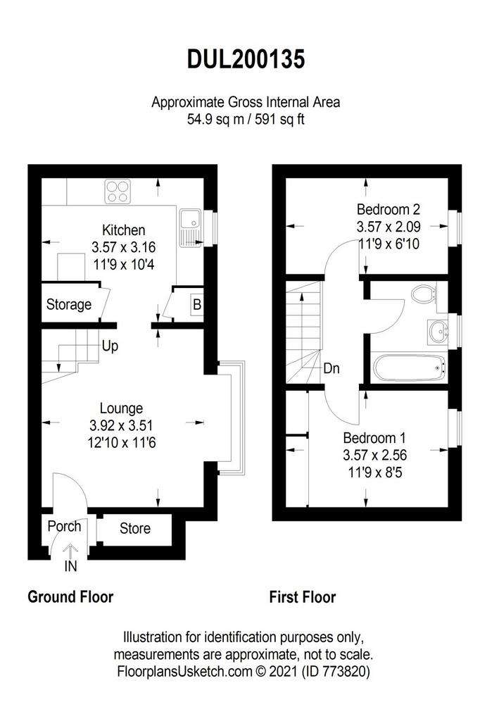 2 bedroom end of terrace house to rent - floorplan