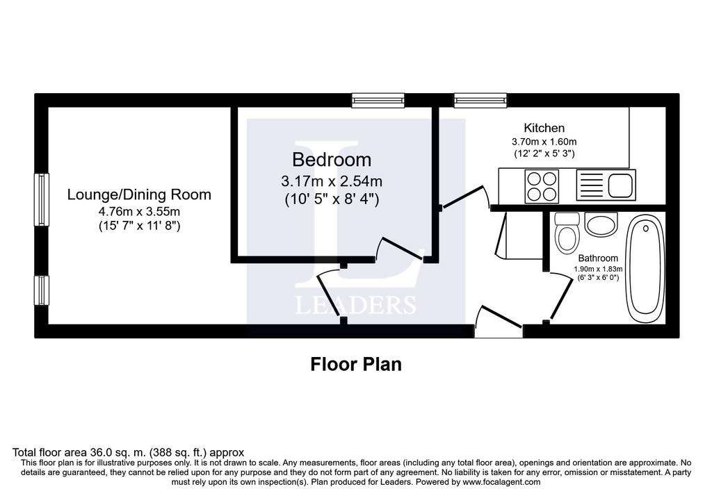 1 bedroom flat to rent - floorplan