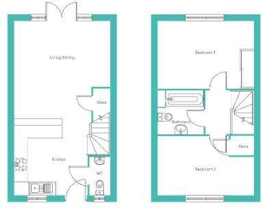 2 bedroom house to rent - floorplan