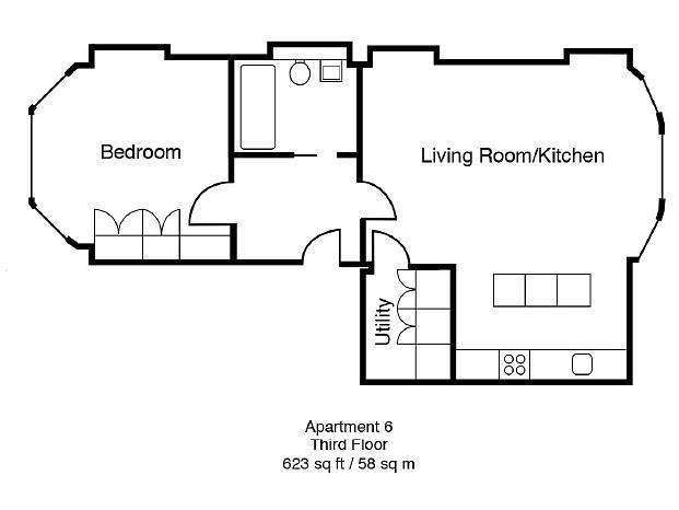 1 bedroom flat to rent - floorplan