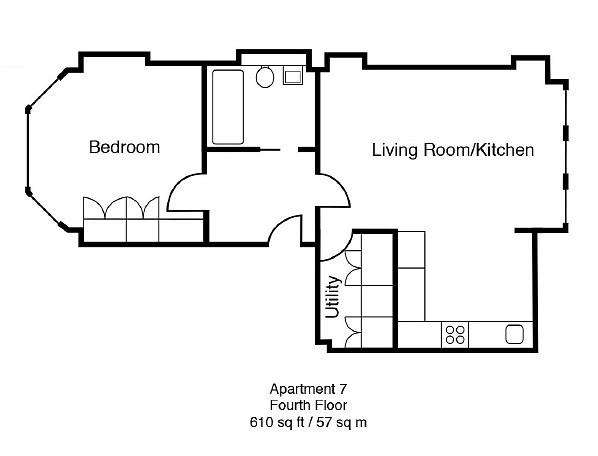 1 bedroom flat to rent - floorplan