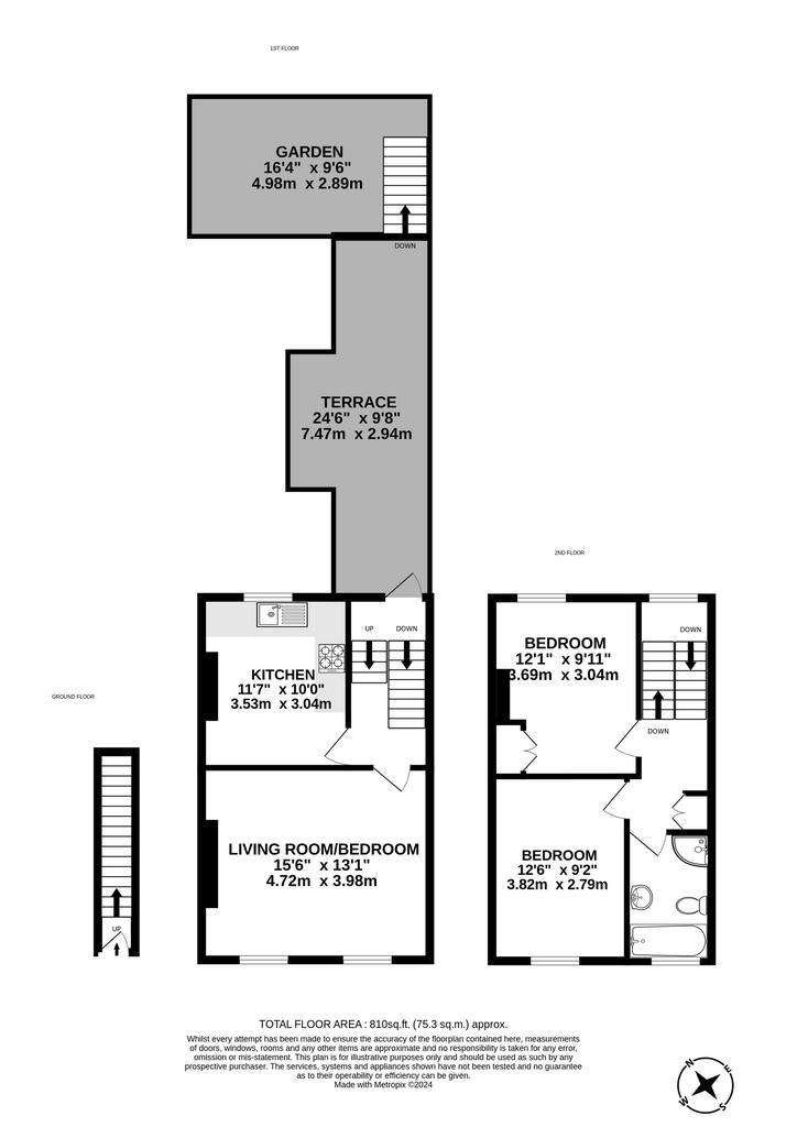 2 bedroom maisonette to rent - floorplan