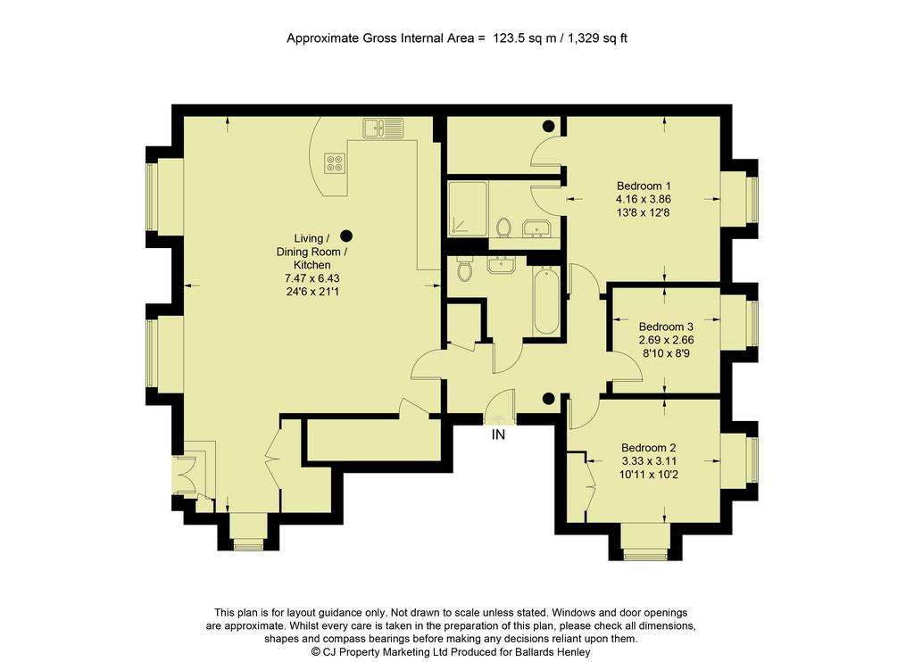 3 bedroom flat to rent - floorplan