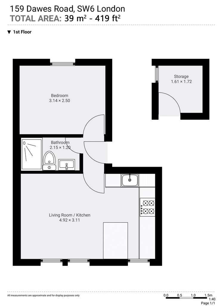 1 bedroom flat to rent - floorplan