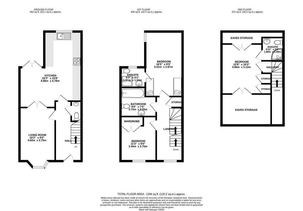 3 bedroom terraced house for sale - floorplan