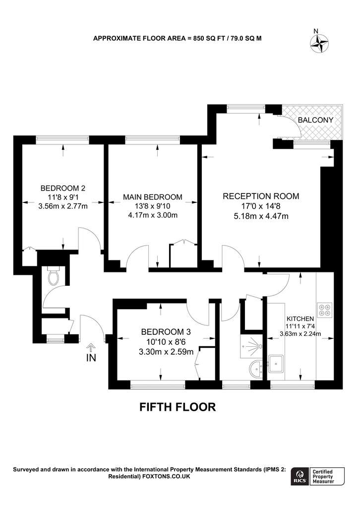 3 bedroom flat to rent - floorplan