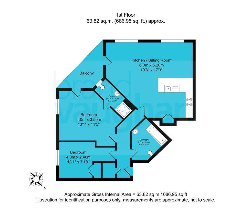 2 bedroom flat for sale - floorplan