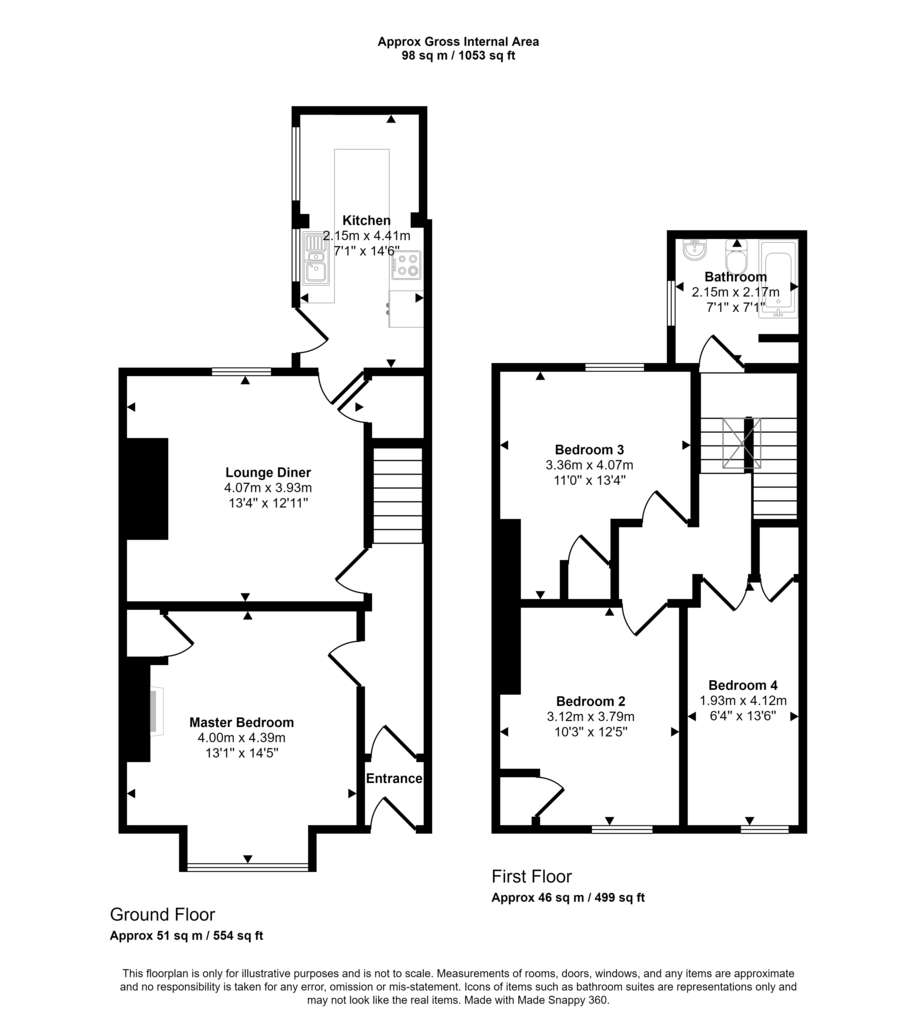 3 bedroom terraced house for sale - floorplan