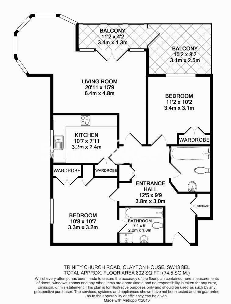 2 bedroom flat to rent - floorplan