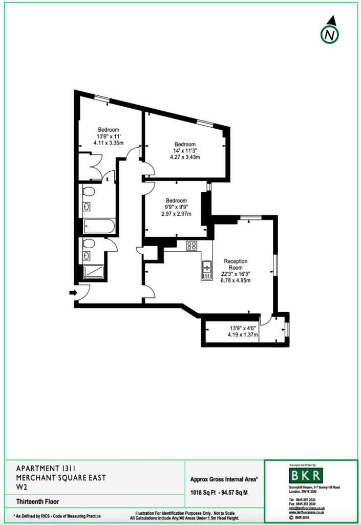 3 bedroom flat to rent - floorplan