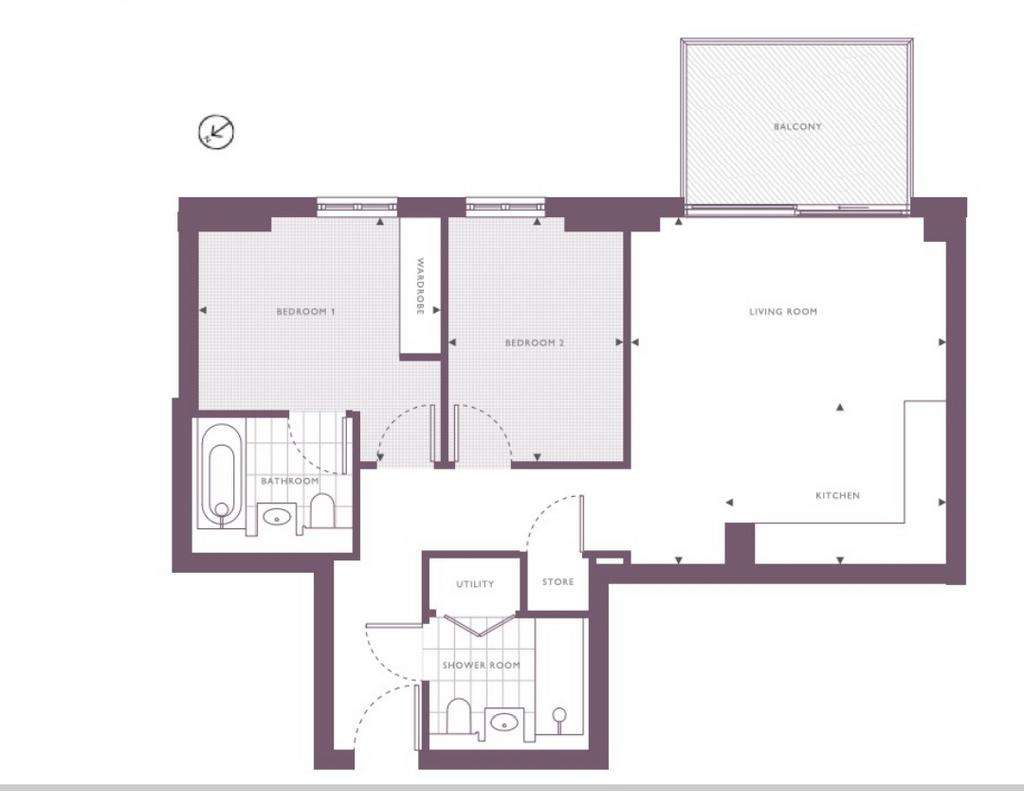 2 bedroom flat to rent - floorplan