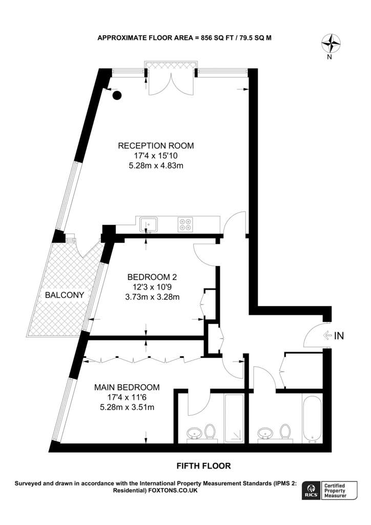 2 bedroom flat to rent - floorplan