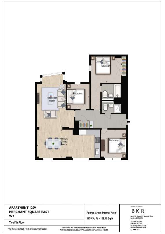 3 bedroom flat to rent - floorplan