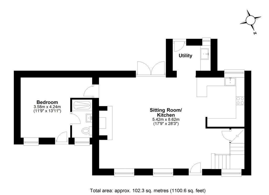 2 bedroom end of terrace house for sale - floorplan