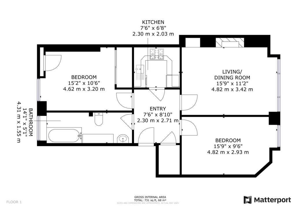 2 bedroom flat for sale - floorplan